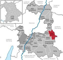 Elhelyezkedése München járás térképén