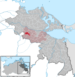 Elhelyezkedése Mecklenburg-Elő-Pomeránia térképén