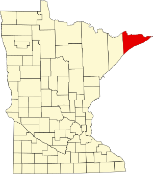 Map of Minnesota highlighting Cook County