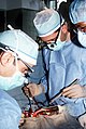 Un chirurgo cardiothoracic performa un reimplaciamento del valvula mitral in le Fitzsimons Army Medical Center.