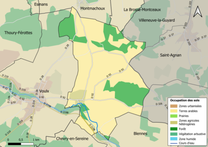 Carte des infrastructures et de l'occupation des sols en 2018 (CLC) de la commune.