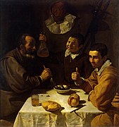 Vélasquez, Trois hommes à table, 1618.