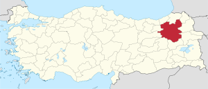 Location of Erzurum Province in Turkey