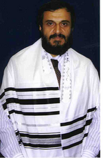 Tallit with black stripes