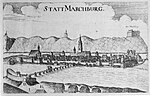 Maribor 1681 på Georg Matthäus Vischers kopparstick i Topographia Ducatus Stiriae.