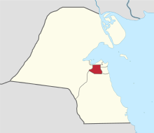 Map of Kuwait with Al Farwaniyah highlighted