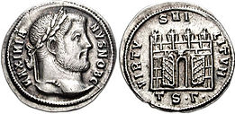 Argento de Galério (r. 293–311) emitido em Salonica ca. 302