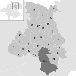 Lage der Gemeinde Bezirk Urfahr-Umgebung im Bezirk Urfahr-Umgebung (anklickbare Karte)