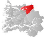 Mapa do condado de Sogn og Fjordane com Stryn em destaque.