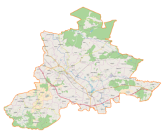 Mapa konturowa powiatu jarosławskiego, na dole po lewej znajduje się punkt z opisem „Telewizyjna Stacja Retransmisyjna Wzniesienie Na Zadach”