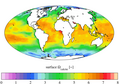 Surface ocean present-day omega calcite, GLODAPv2