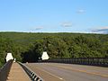 A view of the road surface and guard rails