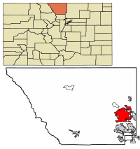 Fort Collinsin sijainti Larimerin piirikunnassa.