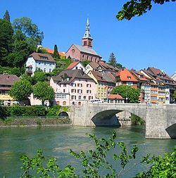 View of the German side of the town and the old bridge.