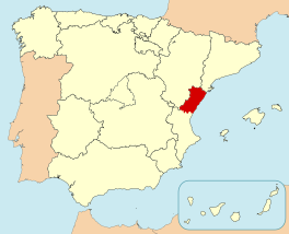 Ligging van Castellón / Castelló in Spanje