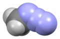 Space-filling model of the methyl azide molecule