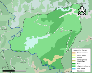 Carte en couleurs présentant l'occupation des sols.