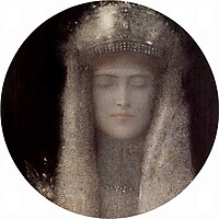 Fernand Khnopff, Hopeinen tiara, 1911.