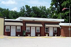 Police department, library, and city hall