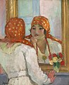 Französische Darstellung einer Frau mit Lippenstift, Henri Lebasque, 1919