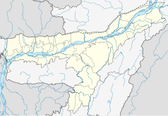 Mapa konturowa Asamu, u góry po prawej znajduje się punkt z opisem „DIB”