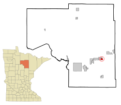 Location of the city of Calumet within Itasca County, Minnesota