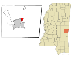 Location of Marion, Mississippi