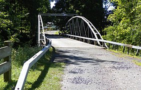 Whipple bowstring arch truss bridge, built in 1867-'69, over Normans Kill in Albany, New York