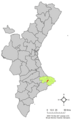Розташування муніципалітету Алкалалі у автономній спільноті Валенсія
