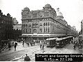 Queen Victoria Building with Sydney's former tram service in view, c. 1920.