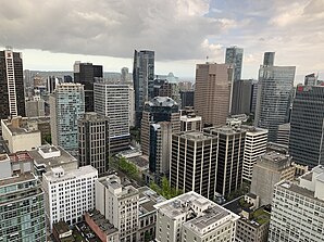 Wolkenkratzer des Financial District vom Harbour Centre aus