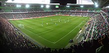 The inside of a football stadium pictured