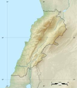 Location of Lake Qaraoun in Lebanon