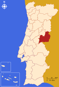 İçeri Güney Beira bölgesini gösteren Portekiz haritası