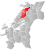 Namsos markert med rødt på fylkeskartet