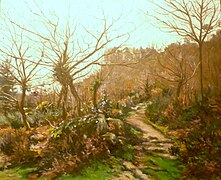 Alphonse Le Leuxhe (1880-1914) : Le chemin de Sainte-Barbe [au Faouët] (huile sur toile, vers 1914, Musée du Faouët).