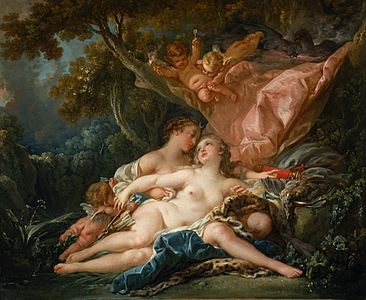 François Boucher, La Nymphe Callisto, séduite par Jupiter sous les traits de Diane, 1759.