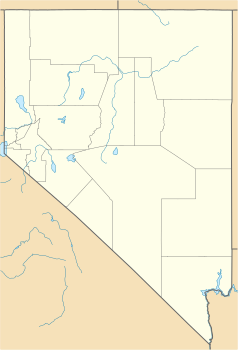 Mapa konturowa Nevady, blisko lewej krawiędzi nieco u góry znajduje się punkt z opisem „Spanish Springs”