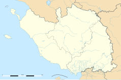 Mapa konturowa Wandei, u góry znajduje się punkt z opisem „Saint-Philbert-de-Bouaine”