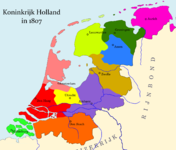 Hollandi kuningriigi departemang Oost Friesland (üleval paremal) aastal 1807