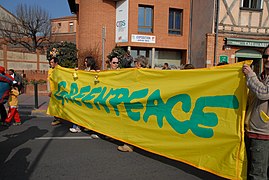 Membres de Greenpeace pendant une manifestation anti-EPR à Toulouse