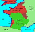 Prantsuse kuninga ja Inglismaa kontrolli all olnud alad 1435. aastal