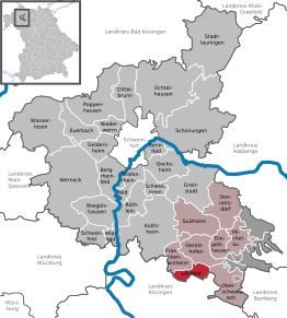 Poziția Lülsfeld pe harta districtului Schweinfurt