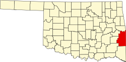 map of Oklahoma highlighting Le Flore County