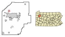 Location of Cooperstown in Venango County, Pennsylvania.