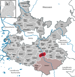 Läget för Zuzenhausen i Rhein-Neckar-Kreis
