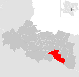 Lage der Gemeinde Guntramsdorf im Bezirk Mödling (anklickbare Karte)