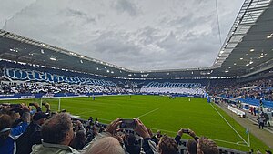 Choreografie vor dem ersten Heimspiel der Saison 2023/24