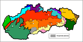 Krupinská planina na mape geomorfologických celkov