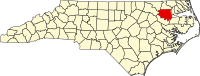 Locatie van Bertie County in North Carolina